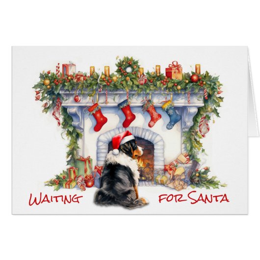 Berner Hond Wacht op Kerstmis Open haard (Voorkant Horizontaal)