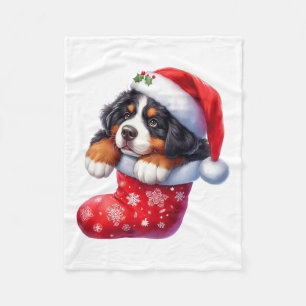 Berner in Sock Kerstman Hat Xmas Hondenliefhebber Fleece Deken