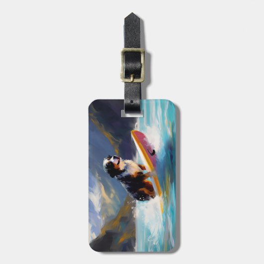 Berner Mountain Beach Surfen Schilderij Bagagelabel (Voorkant verticaal)