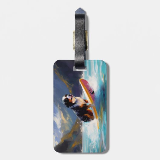 Berner Mountain Beach Surfen Schilderij Bagagelabel (Achterkant verticaal)