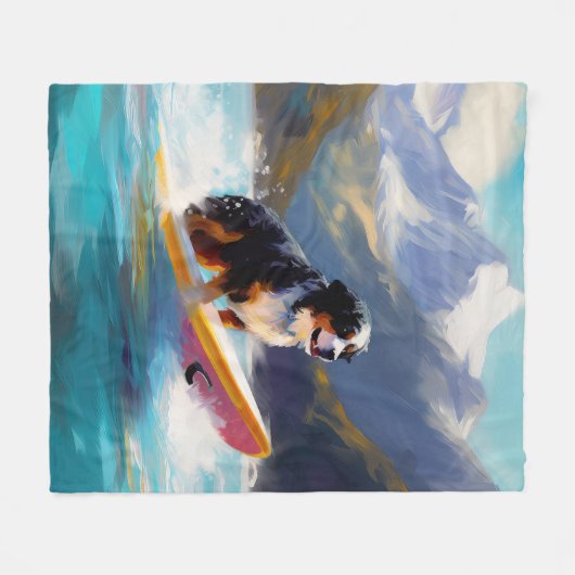 Berner Mountain Beach Surfen Schilderij Fleece Deken (Voorkant (Horizontaal))