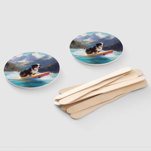 Berner Mountain Beach Surfen Schilderij Handwaaier (Niet-gemonteerd)