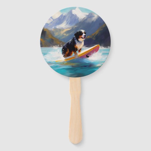 Berner Mountain Beach Surfen Schilderij Handwaaier (Voorkant)