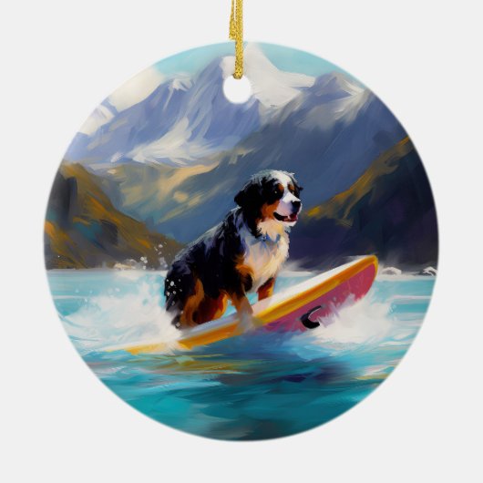 Berner Mountain Beach Surfen Schilderij Keramisch Ornament (Achterkant)