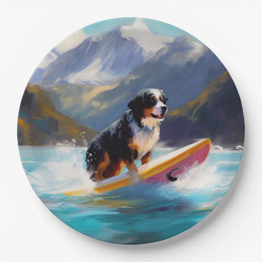 Berner Mountain Beach Surfen Schilderij Papieren Bordje (Voorkant)