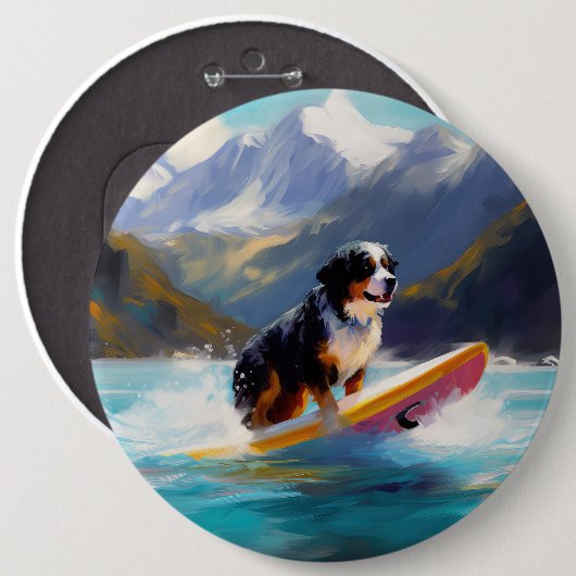 Berner Mountain Beach Surfen Schilderij Ronde Button 6,0 Cm (Voorkant /achterkant)