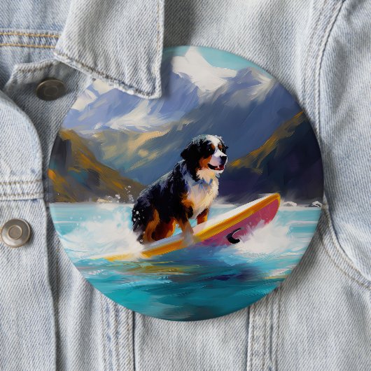 Berner Mountain Beach Surfen Schilderij Ronde Button 6,0 Cm (In situ)