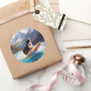 Berner Mountain Beach Surfen Schilderij Ronde Sticker