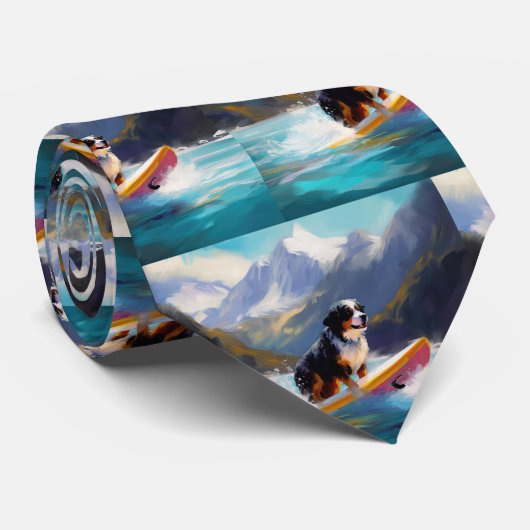 Berner Mountain Beach Surfen Schilderij Stropdas (Opgerold)