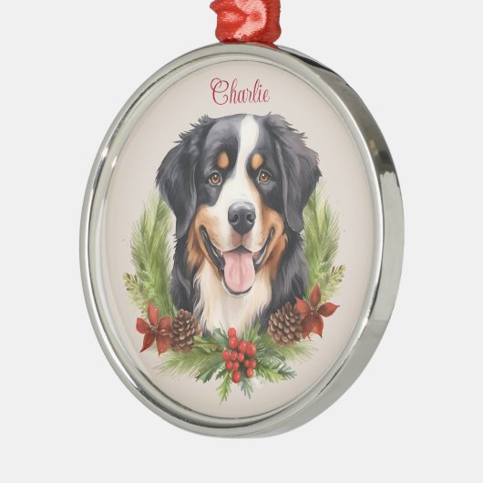 Berner Mountain Christmas Pet Memorial Hondenras Metalen Ornament (Links)