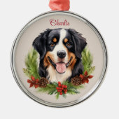 Berner Mountain Christmas Pet Memorial Hondenras Metalen Ornament (Voorkant)