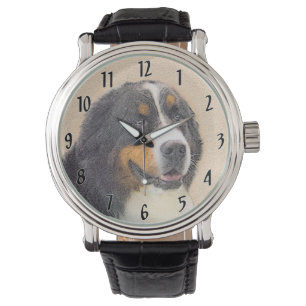 Berner Mountain Dog 2 schilderij - Originele honde Horloge