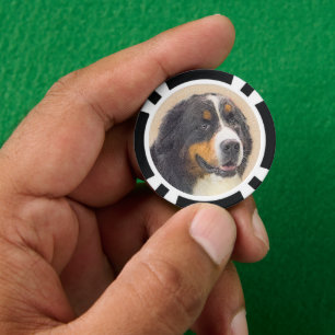 Berner Mountain Dog 2 schilderij - Originele honde Poker Chips