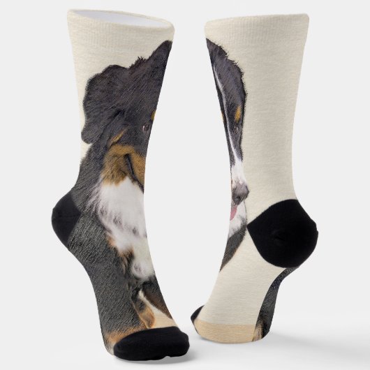 Berner Mountain Dog 2 schilderij - Schattige origi Sokken (Gebogen)