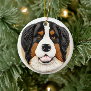 Berner Mountain Dog 3D geïnspireerd Keramisch Ornament