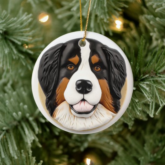 Berner Mountain Dog 3D geïnspireerd Keramisch Ornament (Boom)