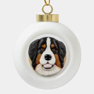 Berner Mountain Dog 3D geïnspireerd Keramische Bal Ornament