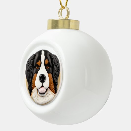Berner Mountain Dog 3D geïnspireerd Keramische Bal Ornament (Rechts)