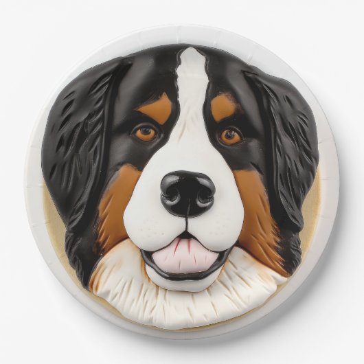 Berner Mountain Dog 3D geïnspireerd Papieren Bordje (Voorkant)
