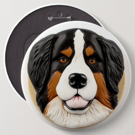 Berner Mountain Dog 3D geïnspireerd Ronde Button 6,0 Cm (Voorkant /achterkant)