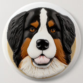 Berner Mountain Dog 3D geïnspireerd Ronde Button 6,0 Cm (Voorkant)