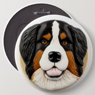 Berner Mountain Dog 3D geïnspireerd Ronde Button 6,0 Cm