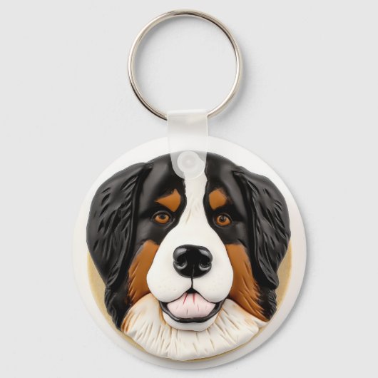 Berner Mountain Dog 3D geïnspireerd Sleutelhanger (Voorkant)