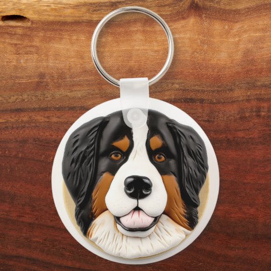 Berner Mountain Dog 3D geïnspireerd Sleutelhanger (Achterkant)