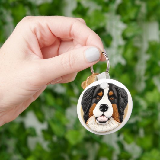Berner Mountain Dog 3D geïnspireerd Sleutelhanger (Hand)