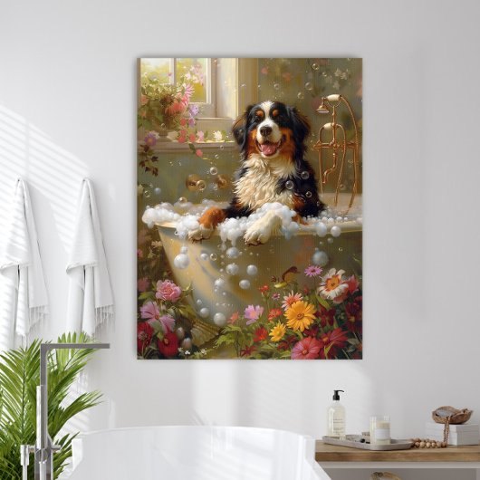 Berner Mountain Dog Art, Badkamer kunstwerk Poster