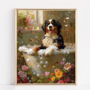 Berner Mountain Dog Art, Badkamer kunstwerk Poster