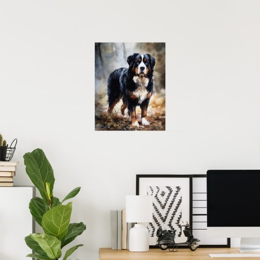 Berner Mountain Dog Art Print Poster (Thuiskantoor)
