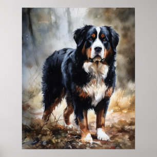 Berner Mountain Dog Art Print Poster
