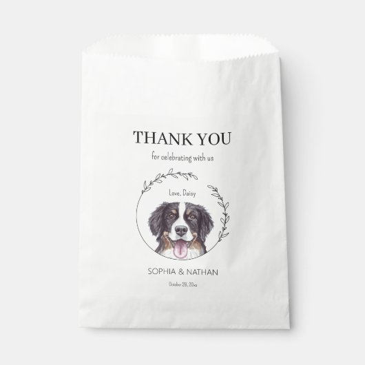 Berner Mountain Dog Bruiloft Dank u Favor Bag Bedankzakje (Voorkant)