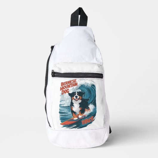 Berner Mountain Dog Catching Waves Surfen Sling Bag (Voorkant)
