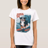 Berner Mountain Dog Catching Waves Surfen T-shirt (Voorkant)
