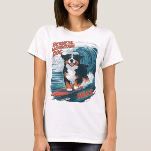 Berner Mountain Dog Catching Waves Surfen T-shirt