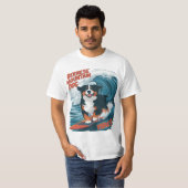 Berner Mountain Dog Catching Waves Surfen T-shirt (Voorkant volledig)