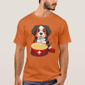 Berner Mountain Dog Eating Fondue T-shirt (Voorkant)