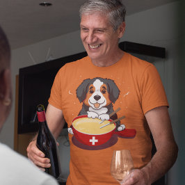 Berner Mountain Dog Eating Fondue T-shirt