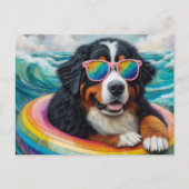 Berner Mountain Dog op een regenboog Kleur Float Briefkaart (Voorkant)