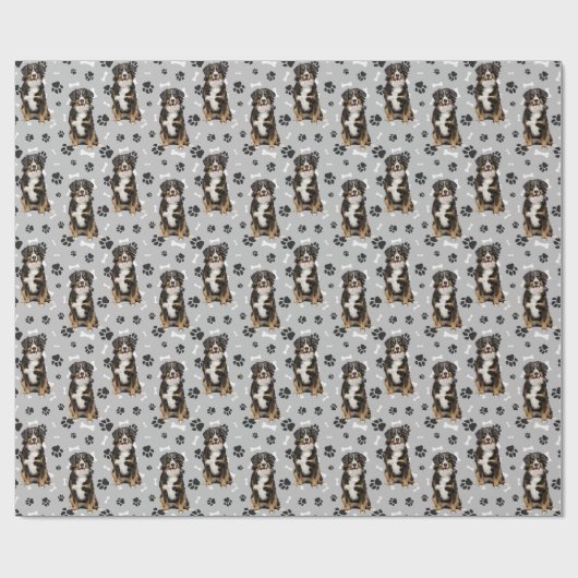 Berner Mountain Dog Paw Print Patroon Cadeaupapier (Vlak)