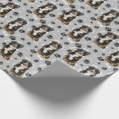 Berner Mountain Dog Paw Print Patroon Cadeaupapier (Hoek)