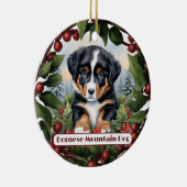 Berner Mountain Dog Puppy Gepersonaliseerde Kerstm Keramisch Ornament (Rechts)