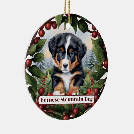 Berner Mountain Dog Puppy Gepersonaliseerde Kerstm Keramisch Ornament (Rechts)