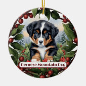 Berner Mountain Dog Puppy Gepersonaliseerde Kerstm Keramisch Ornament (Voorkant)