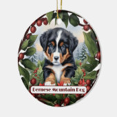 Berner Mountain Dog Puppy Gepersonaliseerde Kerstm Keramisch Ornament (Links)