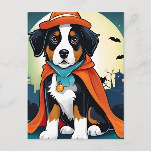 Berner Mountain Dog Puppy Halloween Briefkaart (Voorkant)