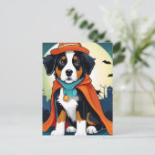 Berner Mountain Dog Puppy Halloween Briefkaart (Staand voorkant)