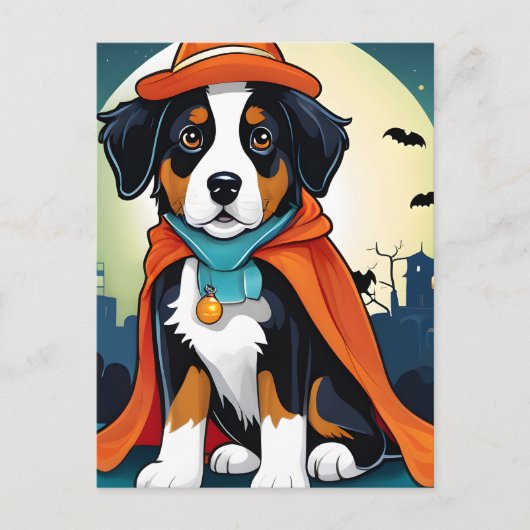 Berner Mountain Dog Puppy Halloween Briefkaart (Voorkant)